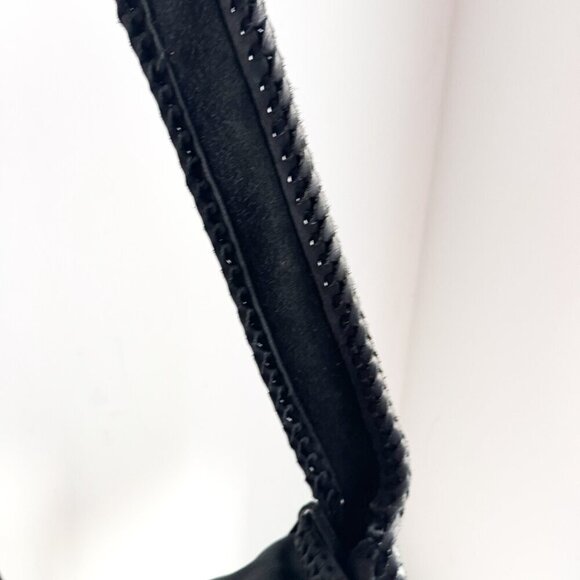 Vintage Black Leather Whipstitch Detail Slouchy Hobo Bag - Picture 4 of 12